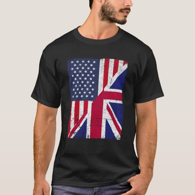Camiseta Bandera de Medio Estados Unidos mitad Bandera de G (Anverso)