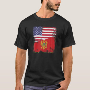 Camiseta Bandera de Medio Montenegro   Vintage Montenegro U