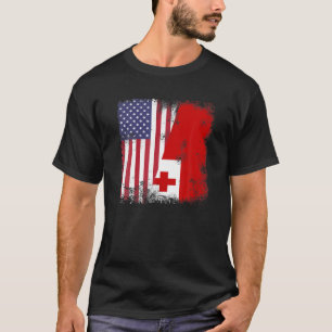 Camiseta Bandera de medio tongo   Vintage Tonga USA Gift