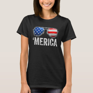 Camiseta Bandera de Merica Gafas de sol Patriótico 4 de Jul