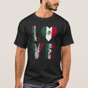 Camiseta Bandera de México Amor Corazón Orgullo Mexicano Ra