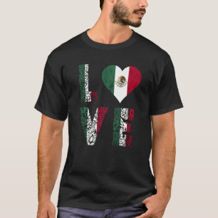 Camiseta Bandera de México Amor Corazón Orgullo Mexicano Ra