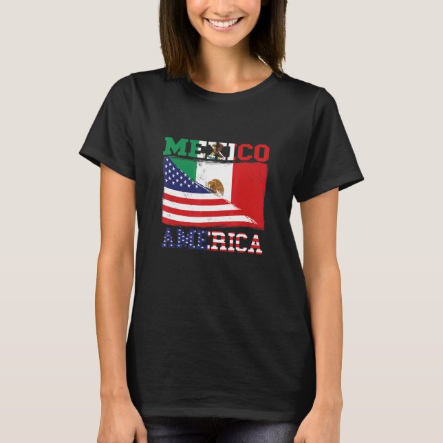 Camiseta Bandera de México Bandera Americana Orgullosa de r (Anverso)