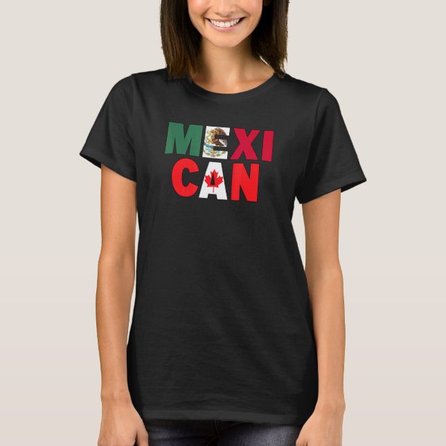 Camiseta Bandera de México Canadá temida por mexicana mitad (Anverso)