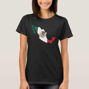 Camiseta Bandera de México con mapa mexicano angustiado