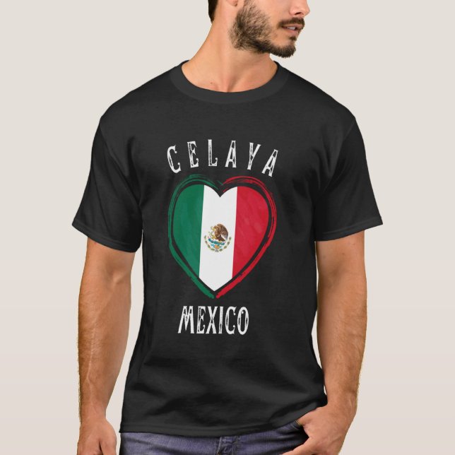 Camiseta Bandera de México Corazón Ciudad Celaya (Anverso)