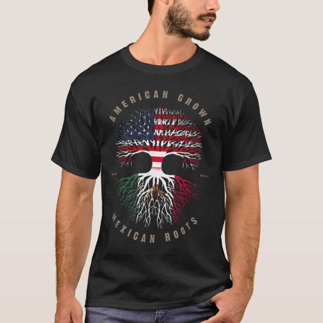Camiseta Bandera de México de raíces mexicanas cultivadas e (Anverso)