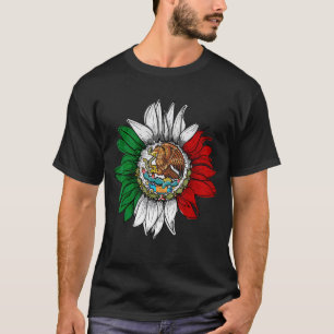 Camiseta Bandera De México Girasol Día Mexicano Del Infiern