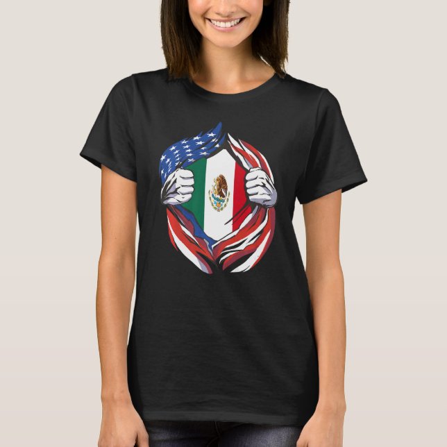Camiseta Bandera de México Orgullo americano de mi herencia (Anverso)