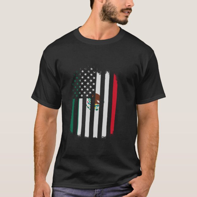 Camiseta Bandera de México y Estados Unidos Bandera America (Anverso)