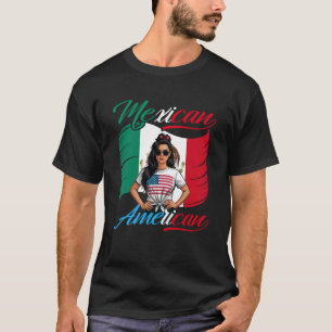 Camiseta Bandera de México y Estados Unidos mitad mexicana 