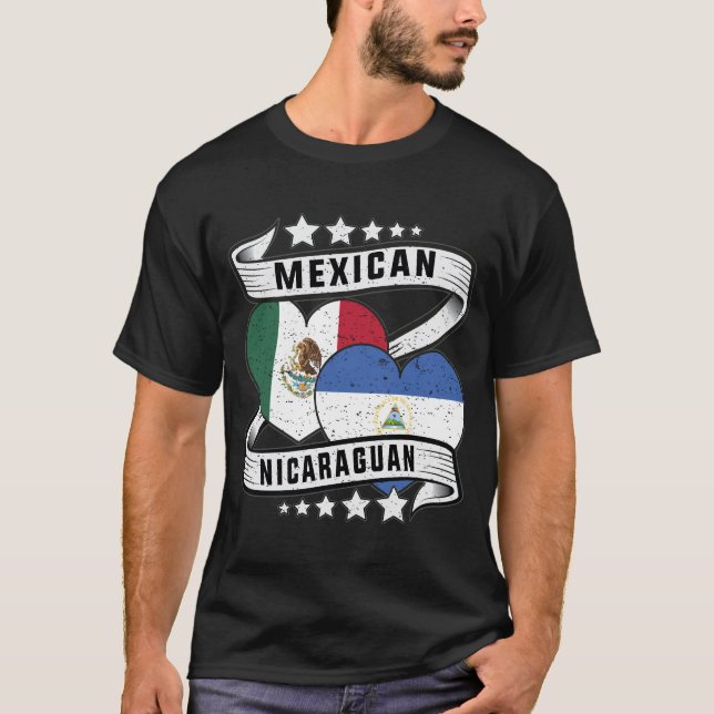Camiseta Bandera De México Y Nicaragua (Anverso)