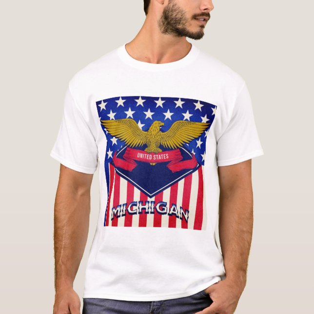 Camiseta Bandera de Michigan USA (Anverso)