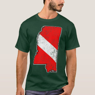 Camiseta Bandera de Mississippi Buceo Scuba Mapa del estado