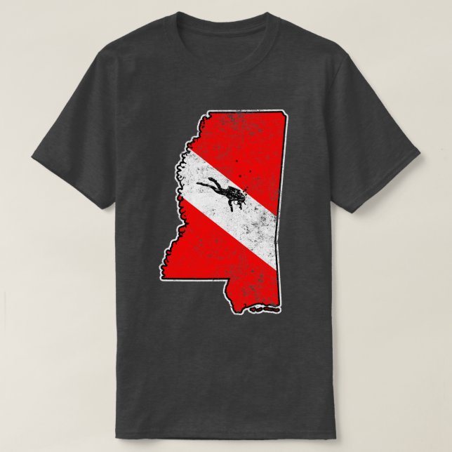 Camiseta Bandera de Mississippi Buceo Scuba Mapa del estado (Diseño del anverso)