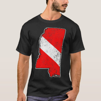 Camiseta Bandera de Mississippi Buceo Scuba Mapa del estado
