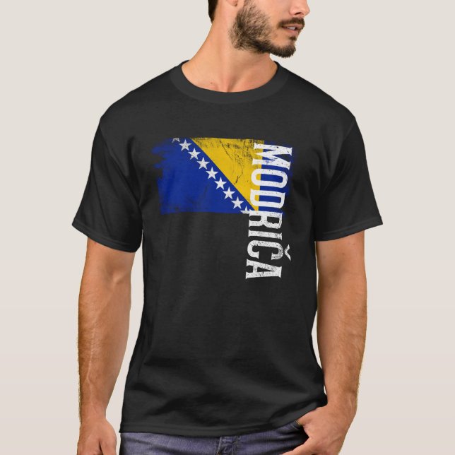 Camiseta Bandera De Modrica En Bosnia Para Hombres Mujeres  (Anverso)