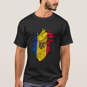 Camiseta Bandera de Moldavia Corazón Orgullo moldavo Raíces