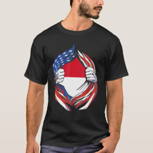 Camiseta Bandera De Mónaco Estadounidense Orgullosa De Mi H