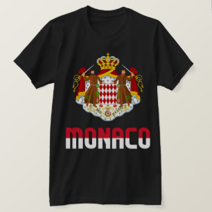 Camiseta Bandera de Mónaco y Patriótico Del Escudo De Armas
