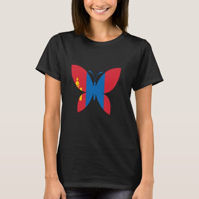Camiseta Bandera de Mongolia Orgullo Mongol Mariposa Mongol (Anverso)