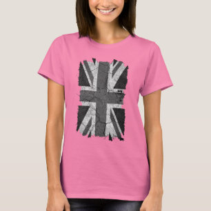 Camiseta Bandera de Monocromo Raggado Grungy (Union Jack) d