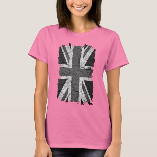 Camiseta Bandera de Monocromo Raggado Grungy (Union Jack) d (Anverso)