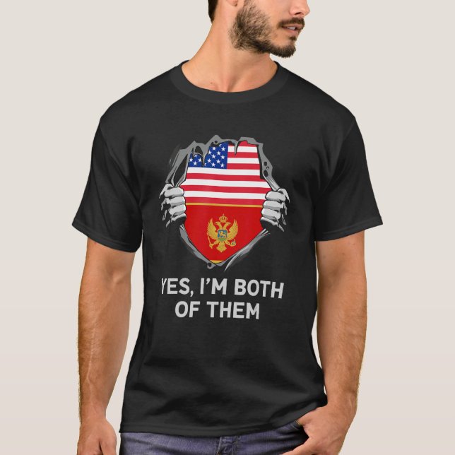 Camiseta Bandera de Montenegro media estadounidense de Mont (Anverso)