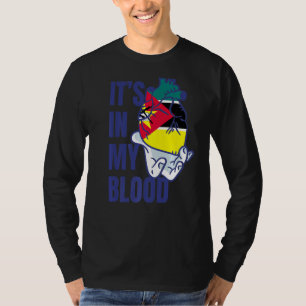 Camiseta Bandera de Mozambique: venas de sangre de mano de
