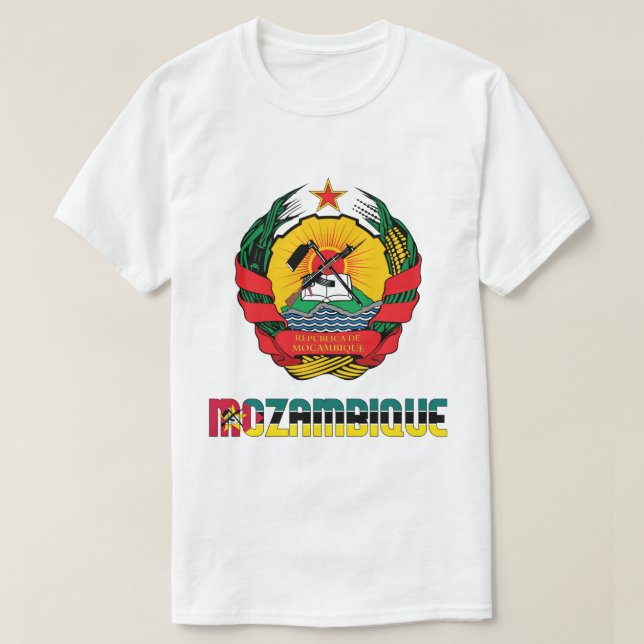 Camiseta Bandera de Mozambique y Patriótico Del Escudo De A (Diseño del anverso)