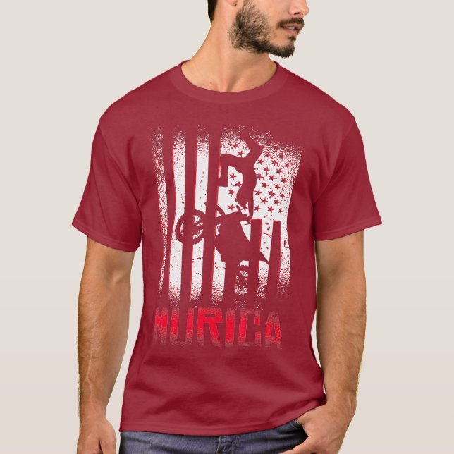 Camiseta Bandera de Murica Motocross Dirt Bike Offroad Gift (Anverso)