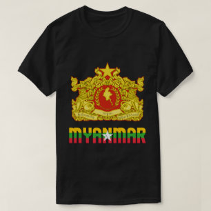 Camiseta Bandera de Myanmar y Patriótico Del Escudo De Arma