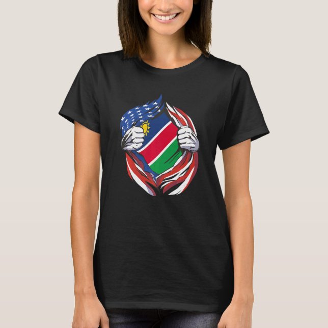 Camiseta Bandera de Namibia orgullosa de mi herencia namibi (Anverso)