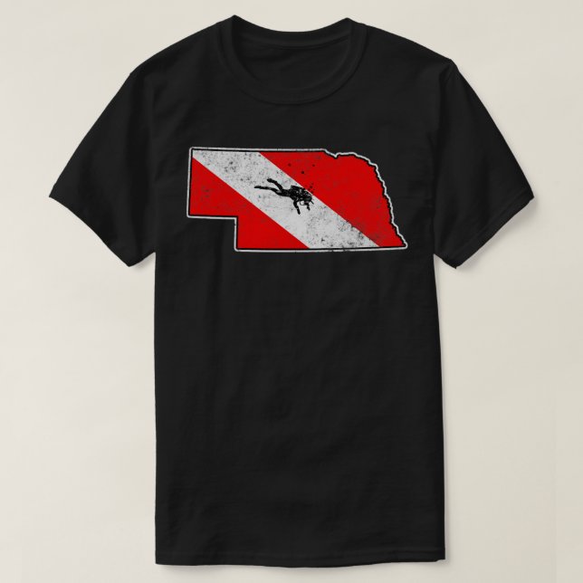 Camiseta Bandera de Nebraska Buceo Scuba Mapa del estado de (Diseño del anverso)