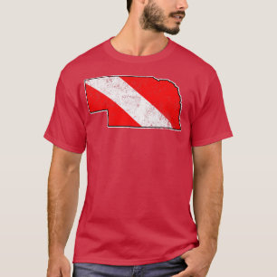 Camiseta Bandera de Nebraska Buceo Scuba Mapa del estado de