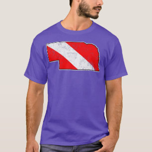 Camiseta Bandera de Nebraska Buceo Scuba Mapa del estado de