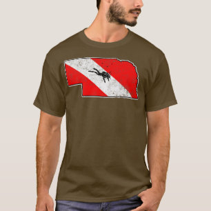 Camiseta Bandera de Nebraska Buceo Scuba Mapa del estado de