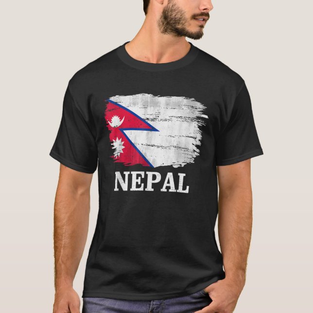 Camiseta Bandera de Nepal antigua para regalo nepalés (Anverso)