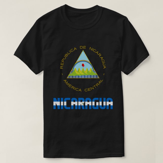 Camiseta Bandera de Nicaragua y Patriótico del Escudo de Ar (Diseño del anverso)