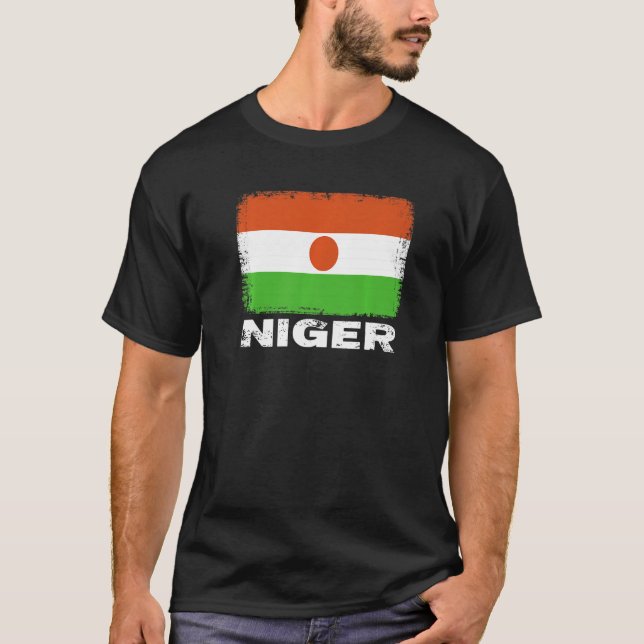 Camiseta Bandera de Níger apoya a hombres nigerinos (Anverso)