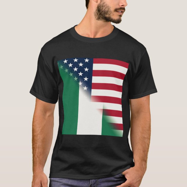 Camiseta Bandera de Nigeria América | Medio nigeriano de lo (Anverso)