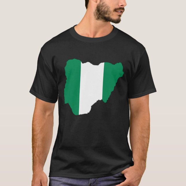 Camiseta Bandera de Nigeria en el mapa (Anverso)