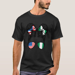 Camiseta Bandera de Nigeria media estadounidense mitad nige