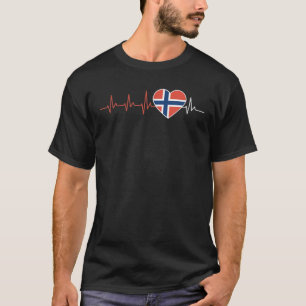 Camiseta Bandera de Noruega Latido del corazón ECG Noreg No