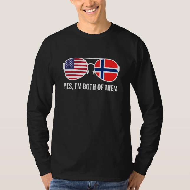 Camiseta Bandera de Noruega Usa lentes de sol Norteamerican (Anverso)