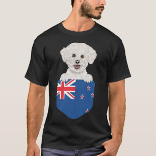 Camiseta Bandera de Nueva Zelanda Bichicó Perro Friso En El