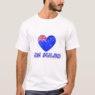 Camiseta Bandera de Nueva Zelanda Corazón Moderno
