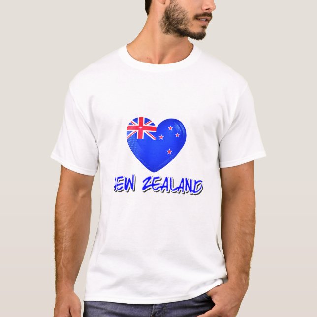 Camiseta Bandera de Nueva Zelanda Corazón Moderno (Anverso)