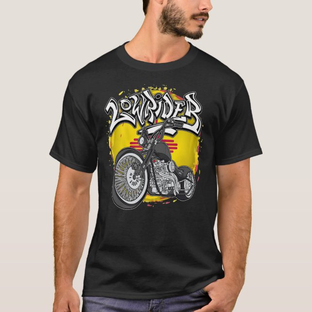 Camiseta Bandera de Nuevo México Latino Vicla Cholo Motocic (Anverso)