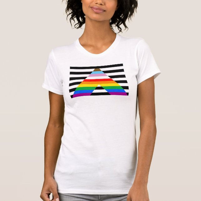 Camiseta Bandera de orgullo aliada al progreso LGBTQ (Anverso)